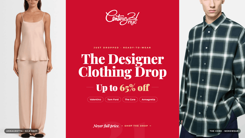 The Designer Clothing Drop at Century 21 NYC: Up to 65% Off Retail