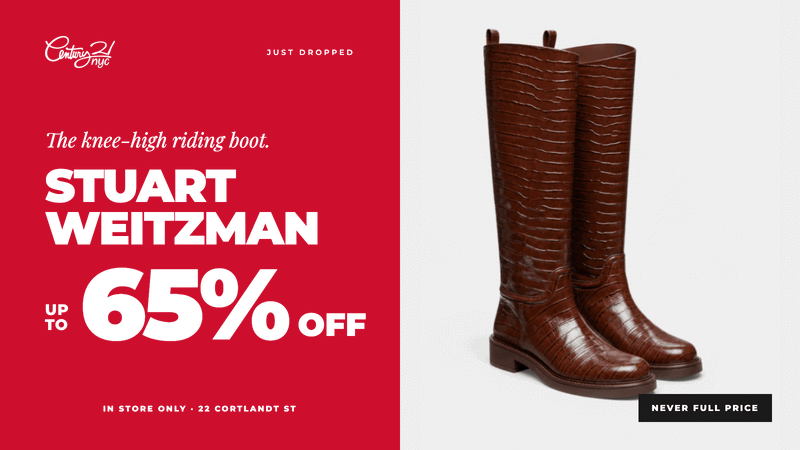 Stuart Weitzman Boots at Century 21 NYC, Up to 65% Off Retail