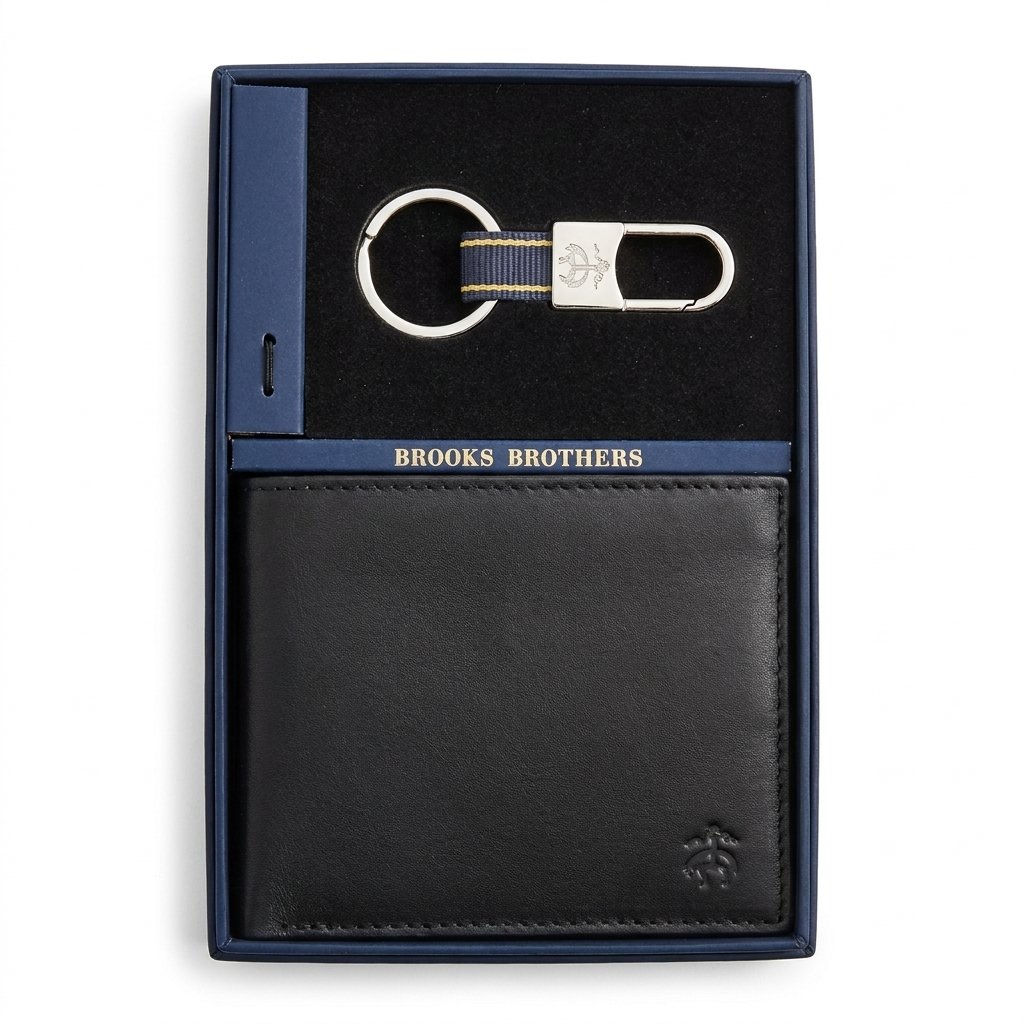 Brooks Brothers Wallet and Key Fob Gift Set